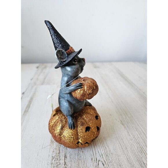 Raz‎ mouse pumpkin glitter jack-o'-lantern Halloween decor statue figurine - Picture 2 of 9
